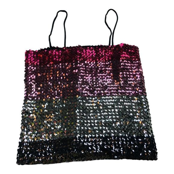 2492 Women's Sz Large Super Stretchy Sequin All Over Sleeveless Top - Picture 1 of 4